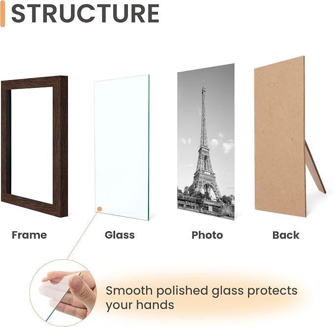 upsimples Certificate Frame, 8.5 by 11 Glass Diploma Frames, 5 Pack, Brown | Displays 8.5x11 Document and Degree, Graduation Gift for Wall or Tabletop Decor, High-definition Glass