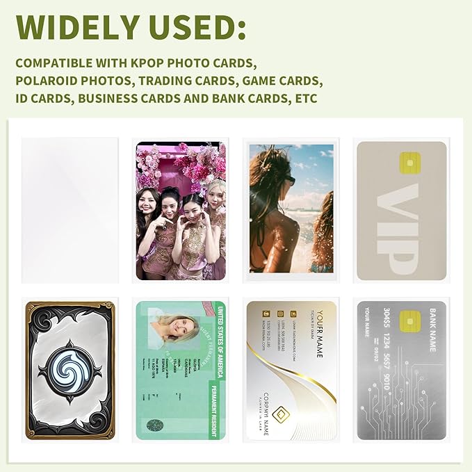 400 Pcs Kpop Photocard Sleeves 58×89mm Clear Photo Card Sleeves PVC Free & Acid Free Photocards Holder for Kpop Albums Photo Cards