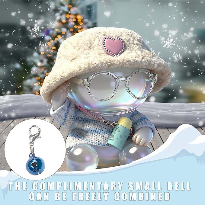 Clothes for 17cm Dolls (no Doll) - The Set Includes 5 Accessories, Including a Heart-Shaped Velvet hat, Glasses, a Handmade Sweater, a Kettle Pendant and a Bell.Suitable for a 6.7inch Doll