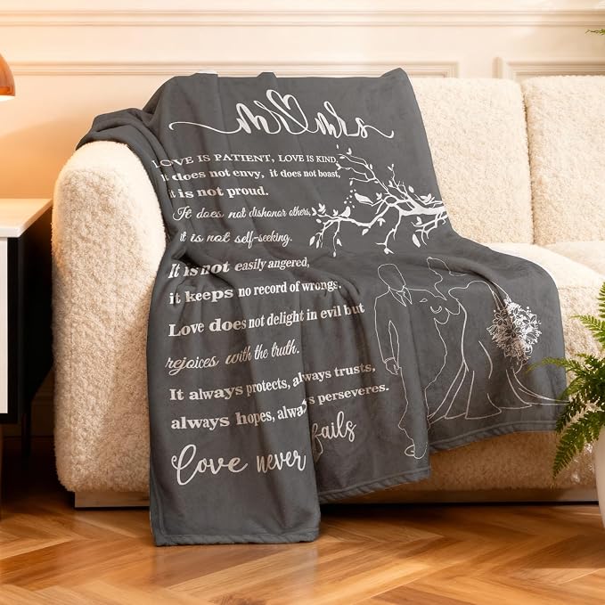 Wedding Gifts for Couples, Bridal Shower Gifts for Bride to Be Soft Blanket | Anniversary Mr and Mrs Gifts, Wedding Gifts for Newlyweds Wedding Throw Blanket 60 * 50 (Grey)