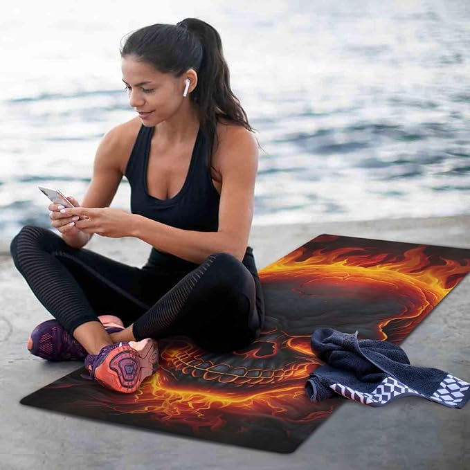 Skull Yoga Mat for Women Men 71" x 26" Non Slip Exercise & Fitness Mat 1mm Thick Workout Mat for Yoga, Pilates, Come with Storage Bag