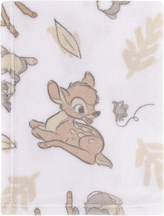 Disney B is for Bambi Tan, Gray, and White Super Soft Plush Baby Blanket