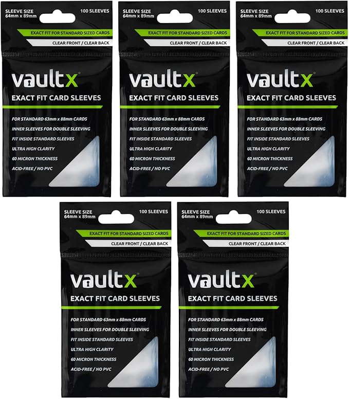 Vault X Exact Fit Sleeves (500 Pack) Perfect Inner Sleeves for Trading Cards, Clear