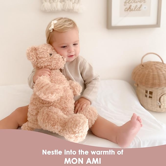 MON AMI Mr. Cuddleworth The Bear Stuffed Animal – 15”, Teddy Bear Plush for Baby Shower, Cute Plushies for Kids of All Ages