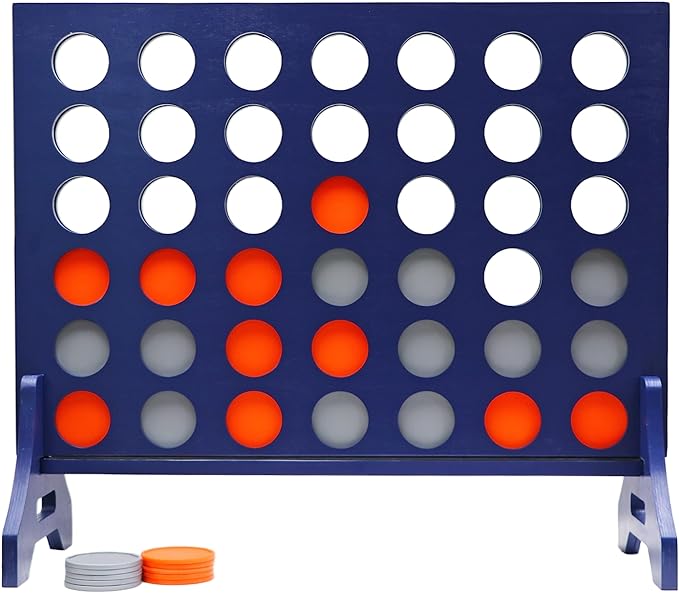 Tailgating Pros Premium Navy Giant Four in a Row with Carrying Case - Jumbo Oversized Outdoor Yard Game - Connect Multiple Pucks in a Row to Win - Many Puck Colors Available!