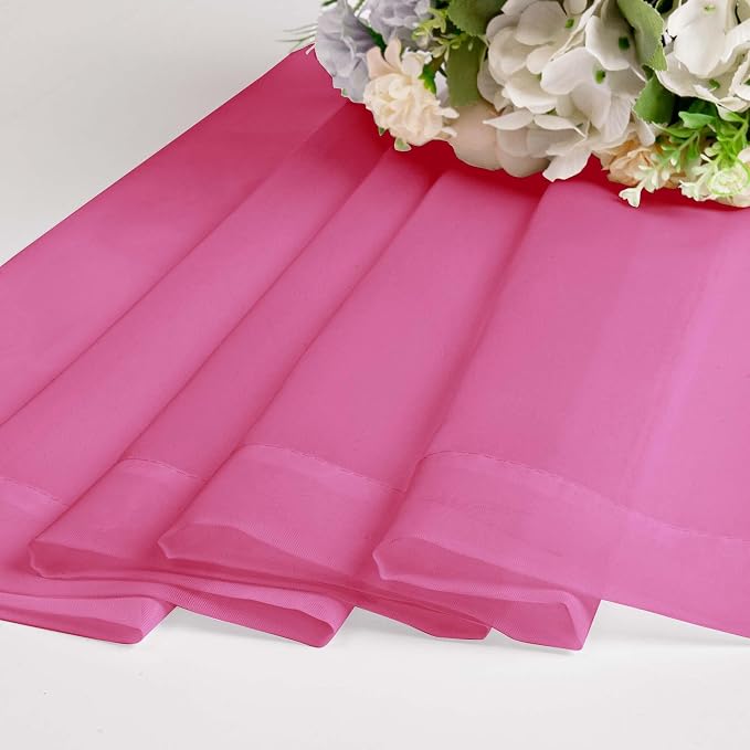 OWENIE Sheer Hot Pink Curtains for Bedroom Living Room 63 Inch Length 2 Panels Set, Modern Soft Solid Light Filtering Sheer Curtains for Dining Room, Rod Pocket Window Treatments, Hot Pink, 42"Wx63"L