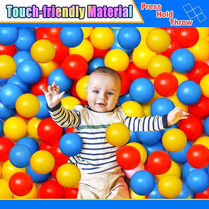 100 Ball Pit Balls for Kids, Plastic Balls for Ball Pit, Play Balls for Toddlers Babies, Ideal for Ball Pit, Kiddies Pool, Indoor Playpen