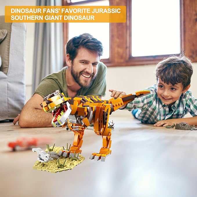 Jurassic Dinosaur Blocks Toys Set Compatible with Lego,656 Pcs Dinosaur Park World Toys for Age 7 8 9 10 11 12 13 14 Years,Giganotosaurus Toy for 7-9 Year Old Boy Christmas Birthday