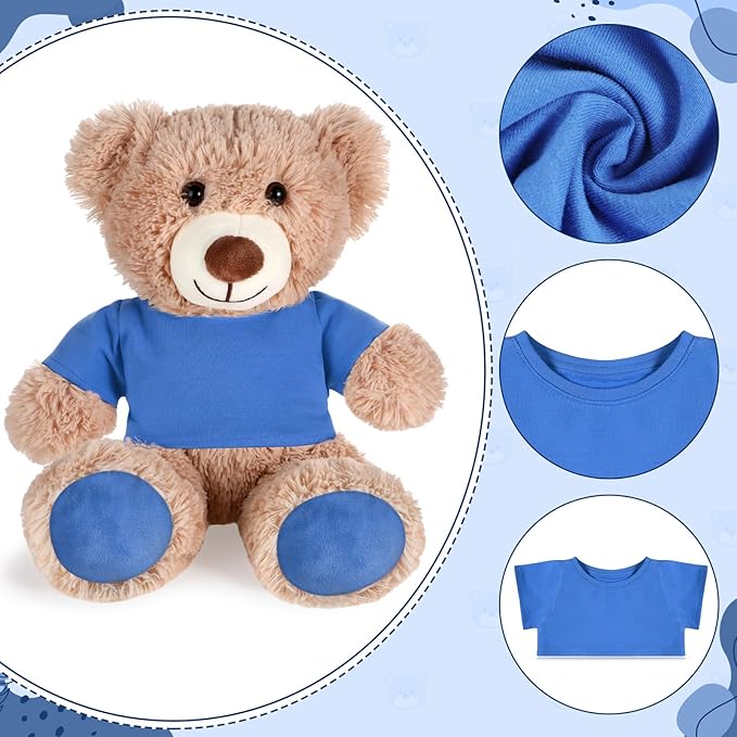 Bear Tee Shirt Fit 14-18inch Bear Clothes Stuffed Animal Clothes Shirt Basic Stuffed Bears Dolls Shirt, Blue