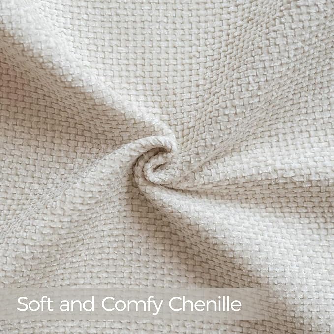 a moment Ivory Chenille Throw Pillow Covers 16x16 Inch Pack of 2 Modern Decorative Throw Pillow Covers Farmhouse Cross Covers Home Decor for Sofa Bedroom Living Room
