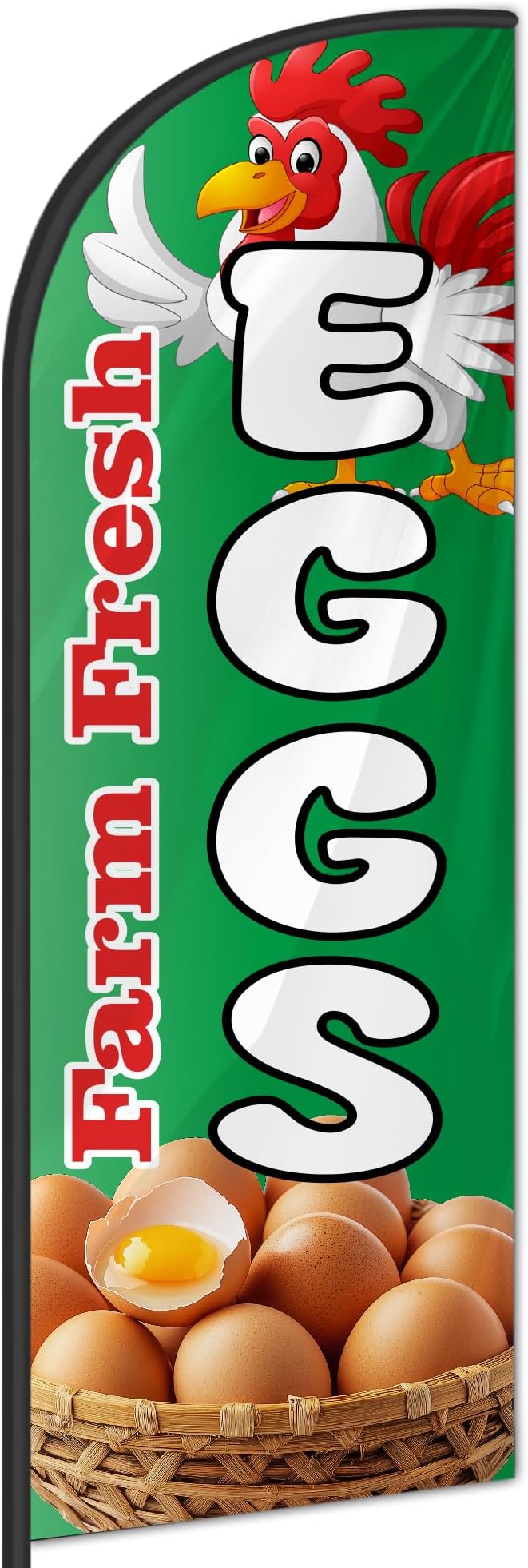 Fresh Eggs Feather Flag for Storefronts Fairs,6 FT (Flagpole Not Included) | Business Advertising Flag