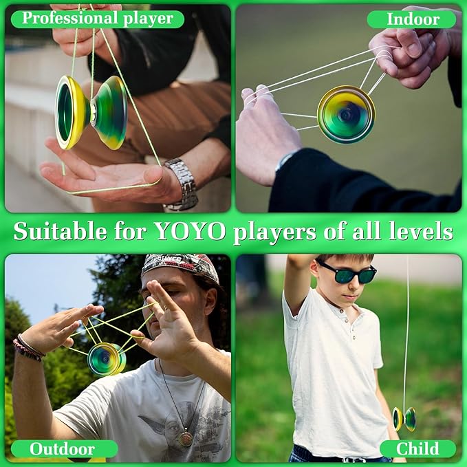 WATIEOBOO Yoyo Professional,Metal Responsive Yoyo for Kids Beginners, Unresponsive Yoyo for Adults Intermediate-Advanced Players with Glove and 10 Replacement Yoyos Strings Model WA-01