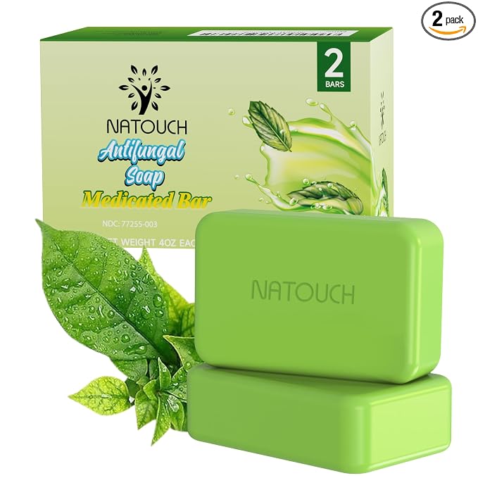 Antifungal Medicated Soap Bar, Athletes Foot Jock Itch Ringworm Yeast Infection Treatment for men, Tea Tree Oil Body Soap Bar With Natural Tea Tree Oil, Eucalyptus Oil and Lavender Oil, 2PCS