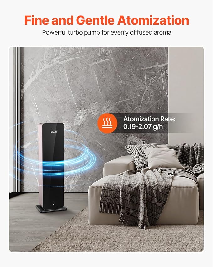 VEVOR 950ml Scent Air Machine, 2500sq.ft Waterless Essential Oil Diffuser with Bluetooth Smart Connection, Floor Standing Cold Scent Air Diffuser Machine for Large Room Hotel Office Home