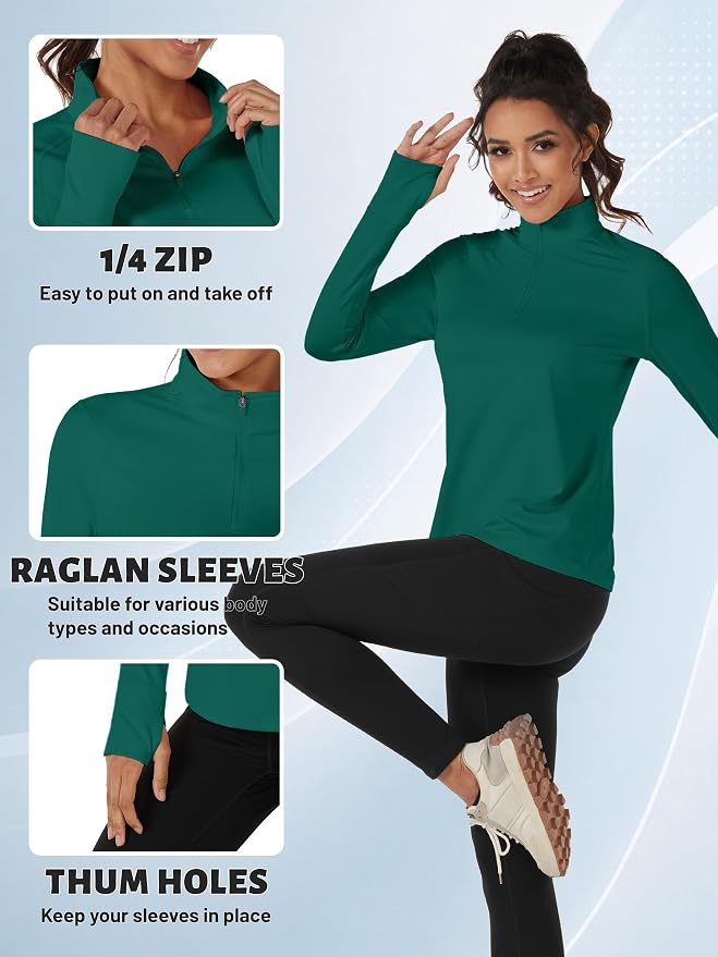 TACVASEN Women's Quarter Zip Sweatshirt Fleece Long Sleeve Workout Pullover | Lightweight Breathable Thermal Fabric,Mock Neck Design,Athletic Tops,Ideal for Gym Running Activities