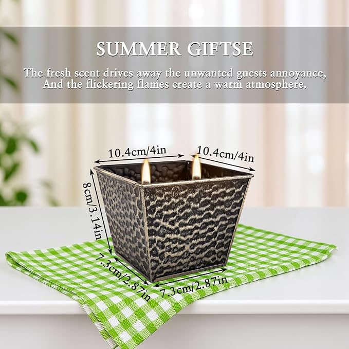 2Pcs Citronella Candles Outdoor Indoor-Large 12oz Scented 50H Long Lasting Summer Candle Bulk for Home Decor, Garden,Party,Backyard & Camping(2-Wick)