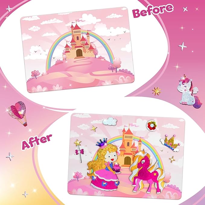 ZMLM Foil Art Kit for Kids - Arts Crafts Fun Mess Free Activity, Gifts for Ages 4 5 6 7 8 9 Girls Boys, Crafts for Kids Creative Birthday Easter Basket Stuffers Gifts Toys (Unicorn)