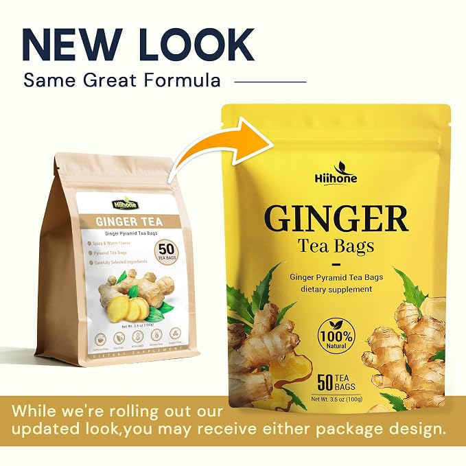 Ginger Root Herbal Tea - Caffeine Free, 50 Tea Bags