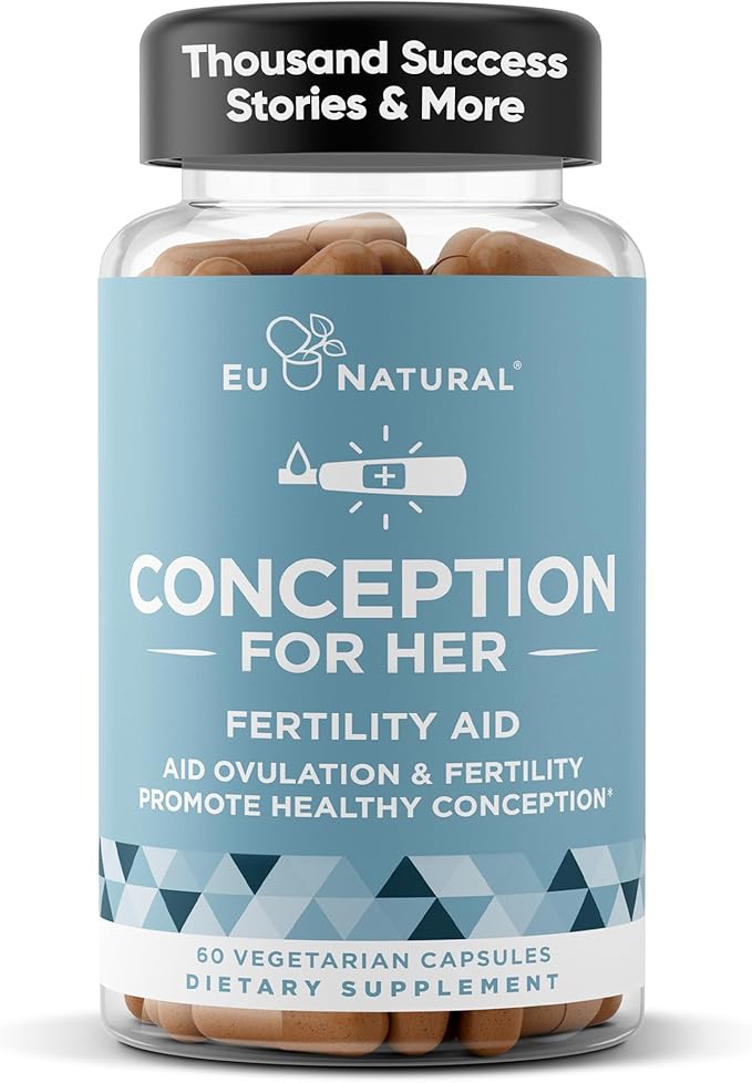 Eu Natural Conception for Her Fertility Supplements for Women - Ovulation, Hormonal Balance & Regular Cycle Support - Myo-Inositol, Folate, Folic Acid & Vitex - 60 Vegetarian Capsules