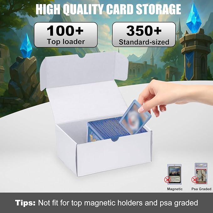 Toploader Trading Card Storage Box, 4-Pack 100 Count White Corrugated Cardboard Bulk Sports Top Loaders Storage Box for TCG/Magic/Mtg Basketball Cards, Collectible Trading Card Organizer