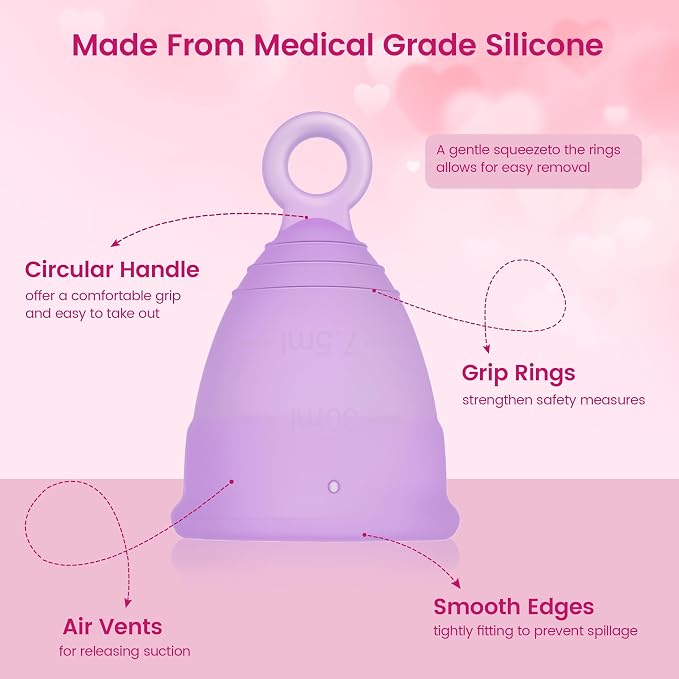Reusable Menstrual Cup, Silicone Period Cup, up to 12 Hours of Leak-Free Protection, Disc,Tampon, Pads Alternative for Women