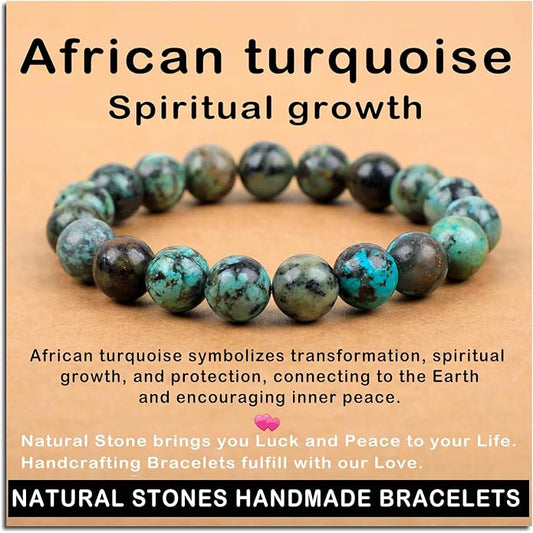 AD Beads Handmade Gemstone Stretch Elastic Bracelet Crystal Healing Reiki Nature's Beauty and Spiritual Essence Unisex