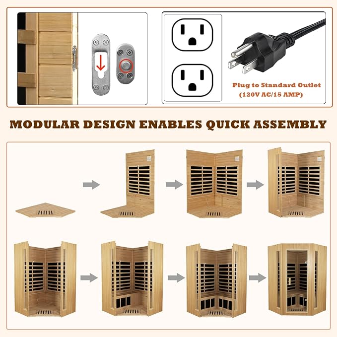 Kanlanth 2-3 Person Sauna, Low EMF Infrared Saunas for Home, 1,670Watt, Side Glass Window Indoor Sauna with Rapid Heating 5 Carbon Panels, LED Reading Lamp, Bluetooth, Control