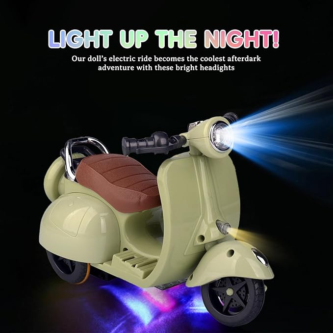 Accessories for 17cm Doll - Scooter Toy with LED Lights & Music, Cute Motorcycle Toy for Dolls, Decor Desktop Ornaments for Doll Collectors