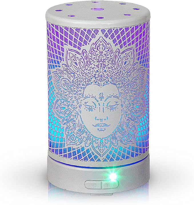 AROMAR Essential Ultrasonic Oil Diffuser Cool Mist Humidifier & Aromatherapy Metal Diffusers for Essential Oils with Auto Shut-Off and 7 Colors LED for Home and Office (White Medusa)