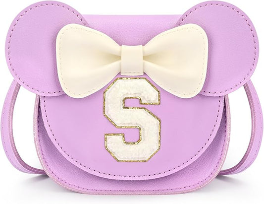 mibasies Toddler Purse Girl Gifts: Girls Birthday Gifts for 3-8 - Toys for Ages 2-4 Girls Mouse Ears Purse, Purple, Letter S