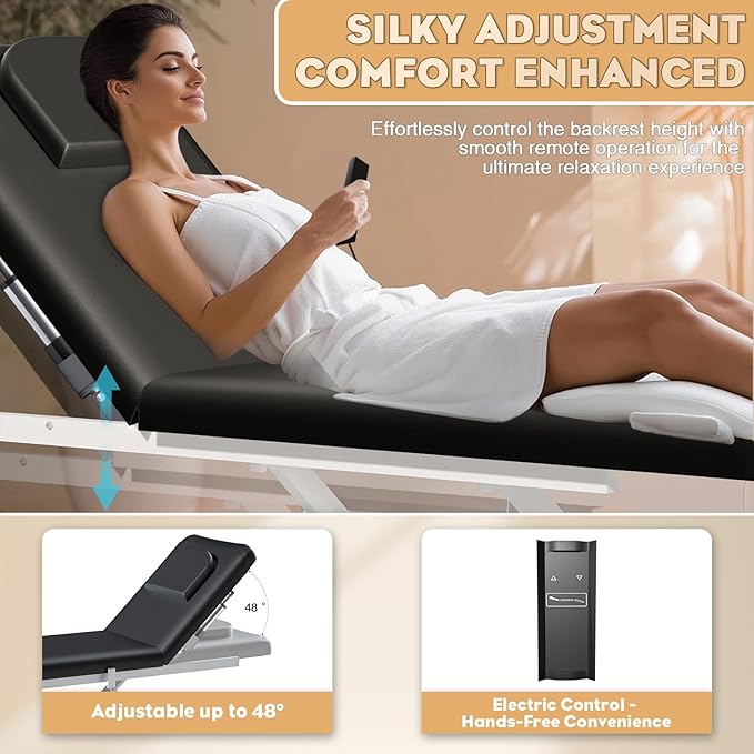 Fully Electric Massage Table with Lift, 1500lbs Capacity - Professional Adjustable Facial Bed for Estheticians, Spa & Waxing, Heavy-Duty 1500lbs Capacity 2r1