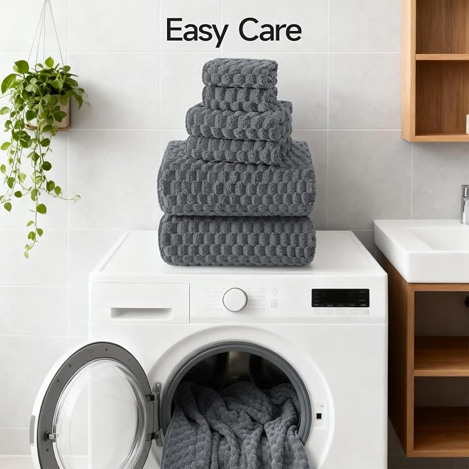 REDKISS Gray Bath Towel Sets XL - 35"x70" Extra Large Bathroom Towels of 6, Super Soft Oversized Bath Sheets for Adults, Microfiber Baths Towels Set, Luxury Shower Towel for Bathroom Hotel