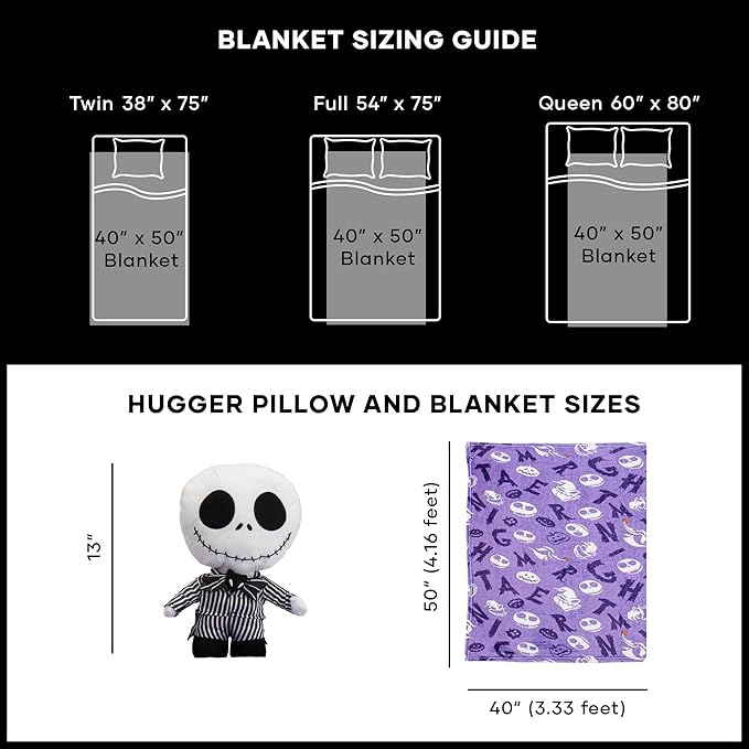 Northwest Character Hugger Pillow & Silk Touch Throw Blanket Set, 40" x 50", Nightmare Before Christmas - Nightmare Friends