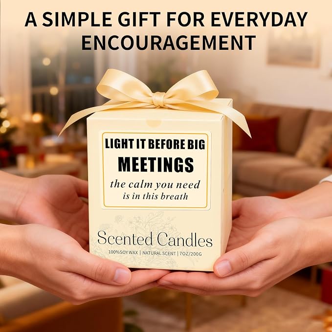 Coworker Candle Gifts for Women Men - Sweet Orange Aromatherapy Candle for Energy Focus - 7oz Soy Wax Candles Gifts for Friend - Light It Before Tired - Orange Stress Relief Gift for Office