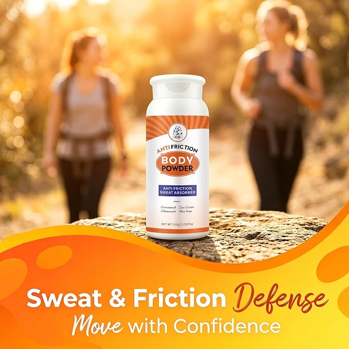 Chafing Relief Powder, Talc-Free Women's Body Powder for Underbreast, Groin & Feet, Sweat & Friction Defense for Gym & Sports, On-The-Go Portable, Stay Dry, Move with Confidence, Fresh Scent, 3.53oz