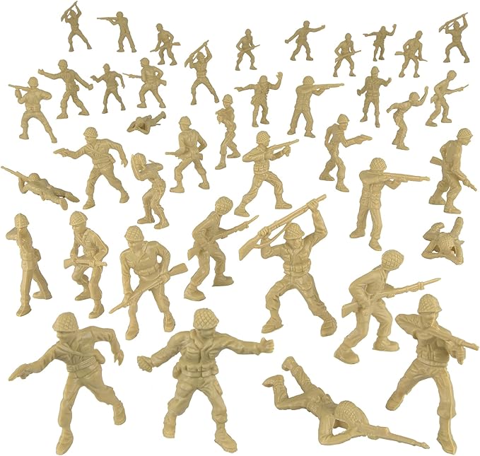 BMC Classic Tan Plastic Army Men - 40pc WW2 Soldier Figures - Made in USA