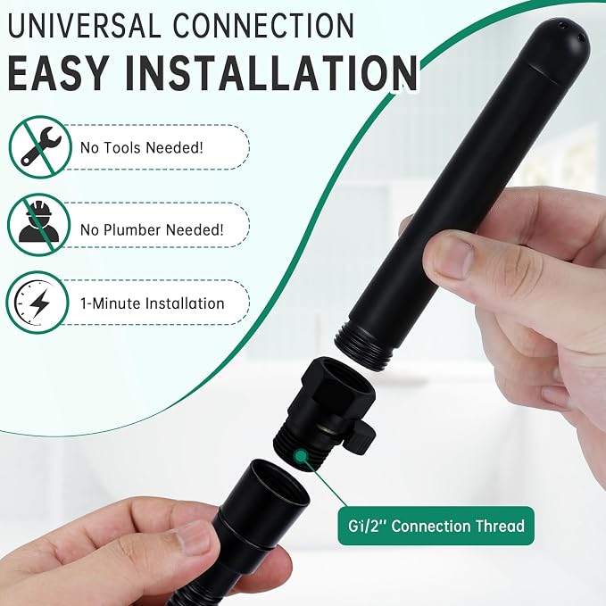 Shower Enema Kit, Shower Douche Nozzle Cleansing System with Water Control Valve for Men and Women Portable Cleaning (Matte Black)
