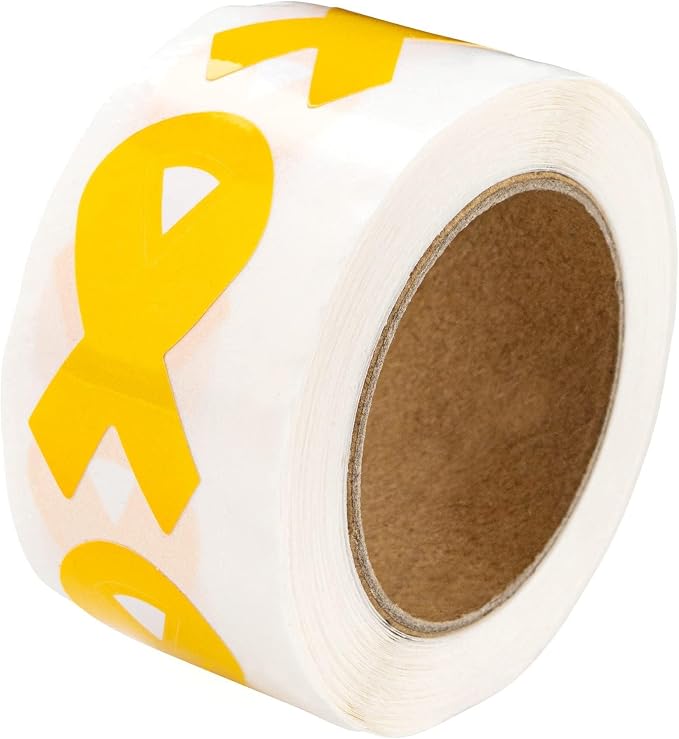 Gold Ribbon Stickers – Gold Ribbon Awareness Stickers Perfect for Childhood Cancer, Neuroblastoma Cancer and COPD Awareness, Events Decoration and Fundraising - 2 Rolls