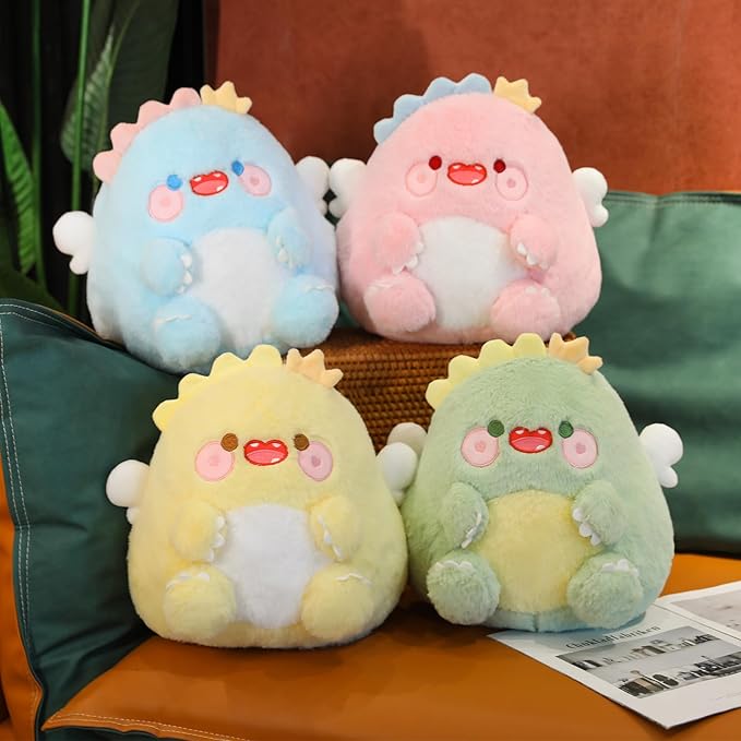 MUPI Cute Dragon Plush Toy Kawaii Stuffed Animals Soft Dinosaur Plush Pillows for Girls Boys Kids Adults, Pink (11 Inch)