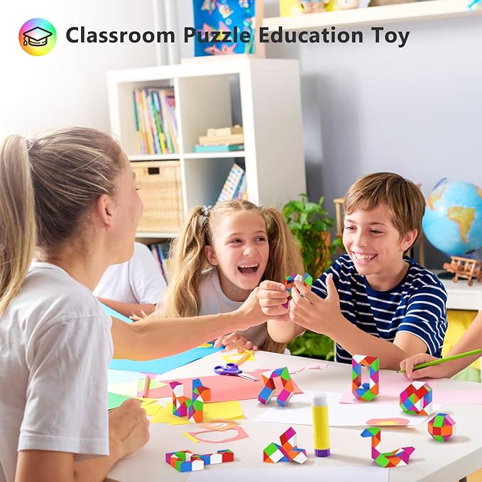Vdealen 24 Pack Mini Fidget Snake Cube Twist Puzzle Party Favors for Kids, School Rewards&Classroom Prize for Students, Goodie Bag Stocking Stuffers, Gift for Birthday Valentine Easter Christmas
