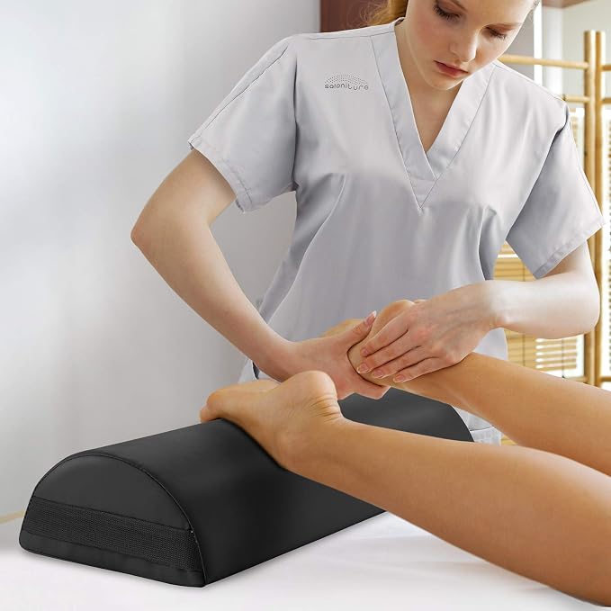Saloniture Jumbo Half Round Massage Table Bolster Under-Knee Pillow Pad - 26 x 9 x 4.5 Inch - Black
