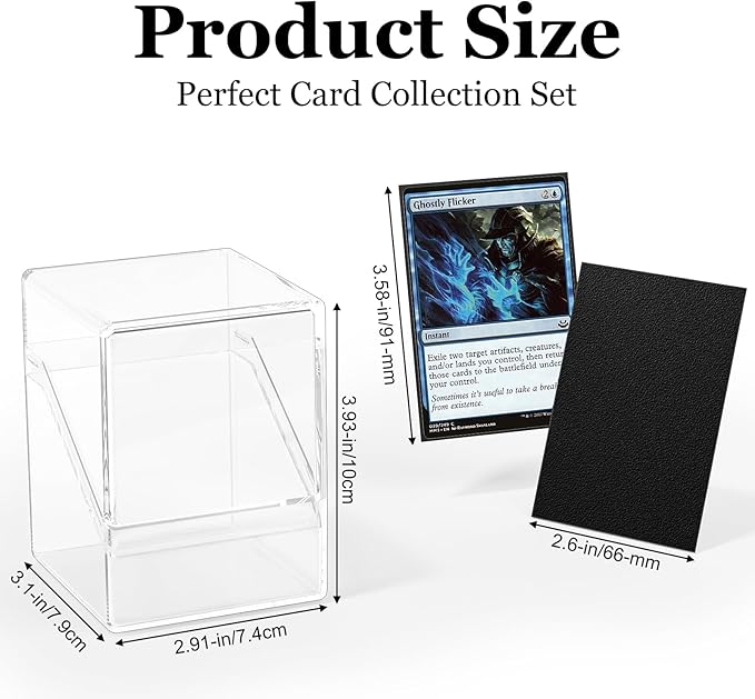 YSCare 2 Pack Card Deck Boxes, Deck Case and 200Pcs Card Sleeves with Dividers, Standard Clear Commander Storage Box Fit for MTG, Sport, Trading Cards Cards (Black)