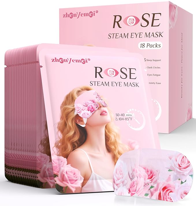 18 Packs Rose Heated Eye Mask - Heating Eye Mask Warm Compress for Dry Eyes Puffiness Dark Circles Sleep Stye Irritation Stress Relief Self Care Wellness Spa Relaxation Gift for Women