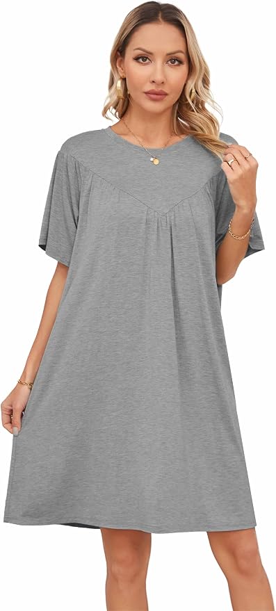 VintageClothing Nightgowns for Women Soft House Dresses Sleepshirts Short Sleeve Sleepwear Night Dress Moo Moo Nightgown
