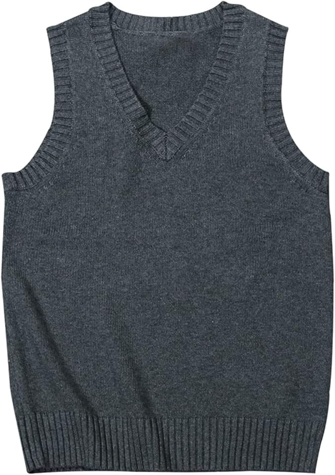 jinghuiyue Women’s V Neck Sweater Vest School Uniform Solid Color Sleeveless Knit Sweaters Pullover Tank Tops