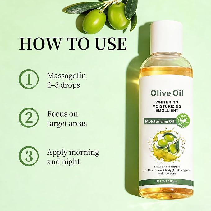 Antioxidant Face & Body Oil with Olive, Jojoba, and Macadamia Oils - Hydrating Dry Oil Blend with Squalane and Sunflower Seed Oil, Natural Vitamin-Rich Moisturizer for All Skin Types, 3.38 fl oz