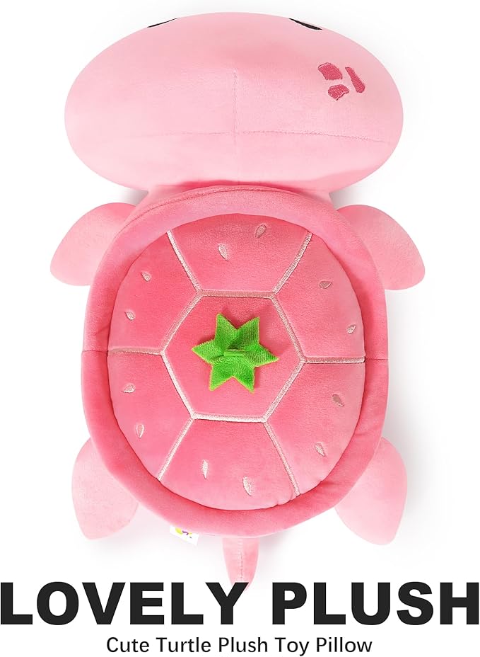 Onsoyours Sea Turtle Plush, Soft Strawberry Turtle Stuffed Animal Plush Pillow, Tortoise Kawaii Strawberry Plushie Toy for Kids（Strawberry Turtle,13"