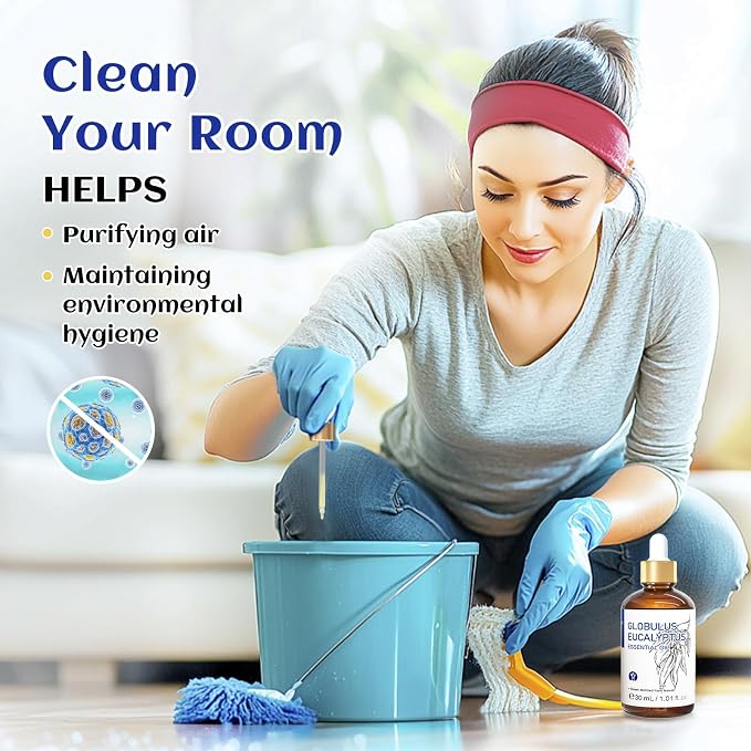 HIQILI Eucalyptus Essential Oil 1 Fl Oz, Therapeutic Grade, Premium Grade Glass Dropper for Diffuser, Humidifier, Air Freshening, Cleaning, Home, Skin | Premium Grade Essential Oils with Dropper for Spray, Skin, DIY, Air Freshening & Home Cleaning —30m...