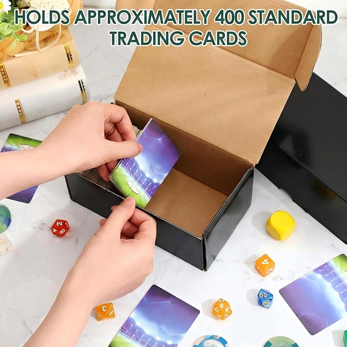 Yexiya 40 Pcs 400 Count Trading Card Storage Box Cardboard Baseball Card Storage Box Collectible Cases for Sports Gaming Cardboard Game Collecting Holder Supplies (Black)