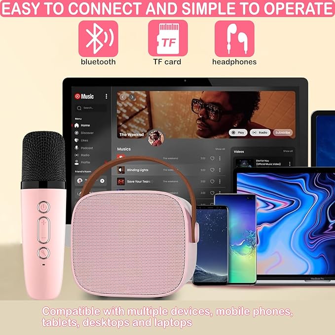 Mini Karaoke Machine for Kids & Adult, 4-12 Years Old Girls Christmas Birthday Gift for Boys, Karaoke Toys Gifts for Girls Ages 4, 5, 6, 7, 8, 9, 10, 12 +Year Old Birthday Party